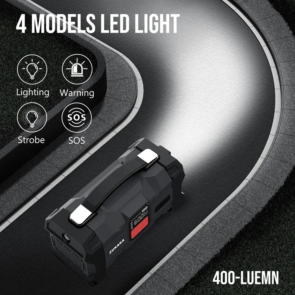 ZUKAKA Jump Starter With Air Compressor 4000A Car Booster PowerBank