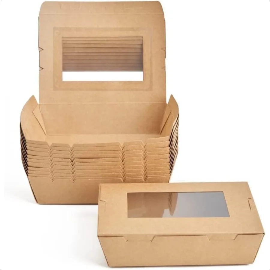 Ecofriendly Kraft Disposable Lunch Box Biodegradable Paper Food Container