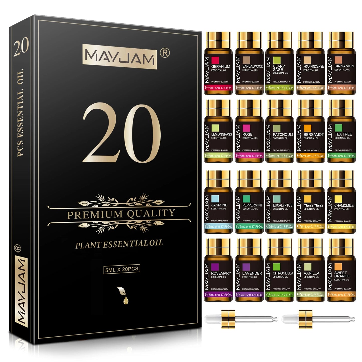 MAYJAM Essential Oils Kit Assorted Lavender Jasmine Eucalyptus Vanilla Sandalwood
