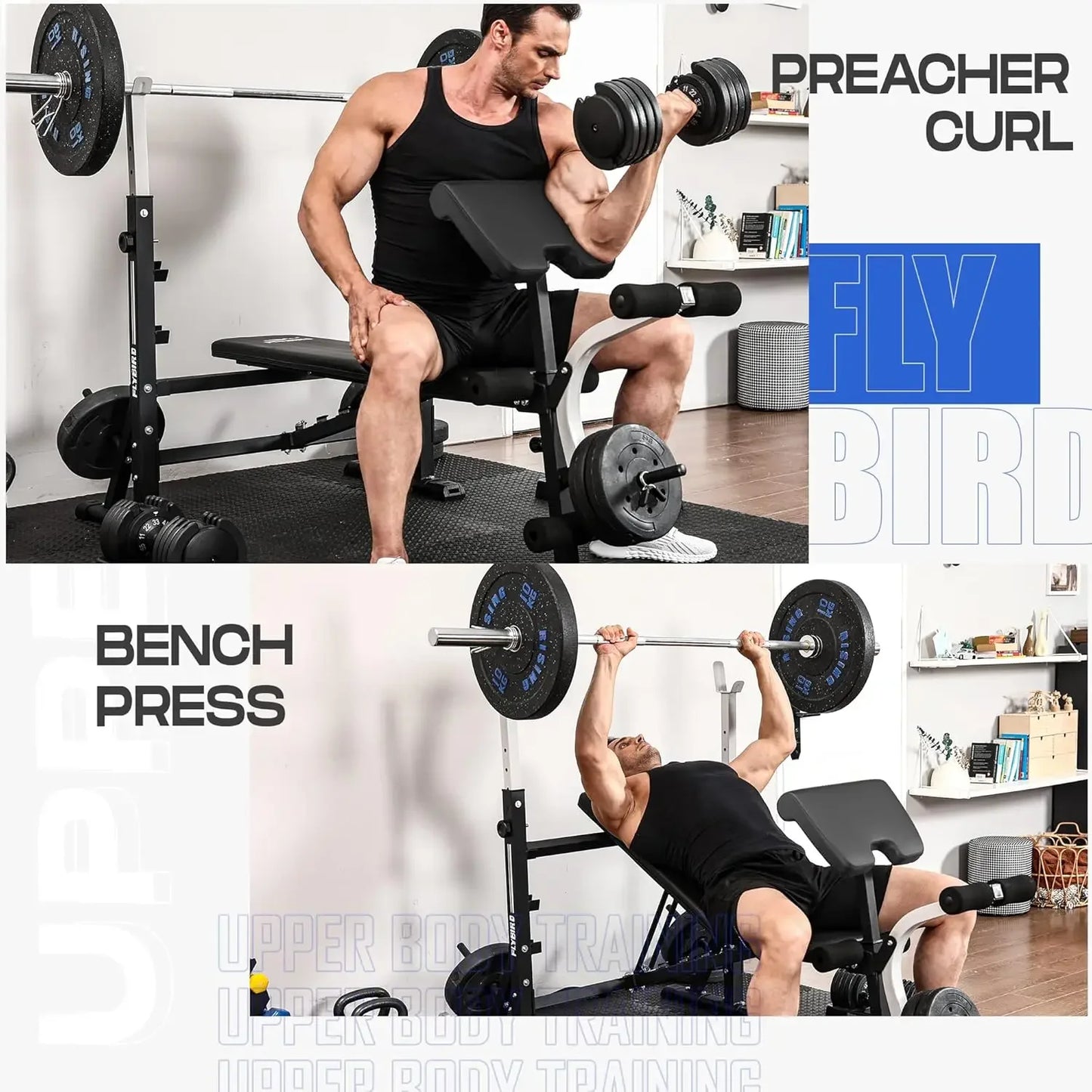 Adjustable Weight Bench with Bench Press Rack and Leg Extension