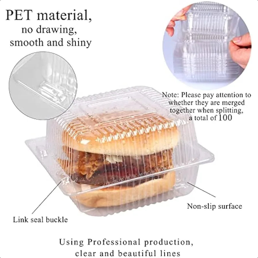 Hign Concerned Clamshell Plastic Takeout Containers 100 Pcs Pack