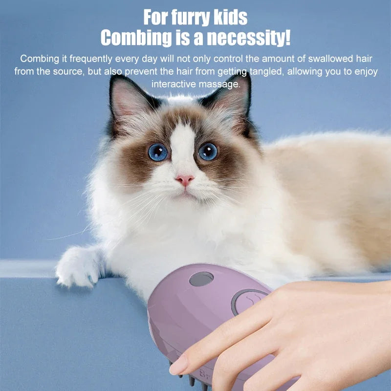 Vitality Wellness Store Electric Steamy Pet Brush Cat Dog Grooming