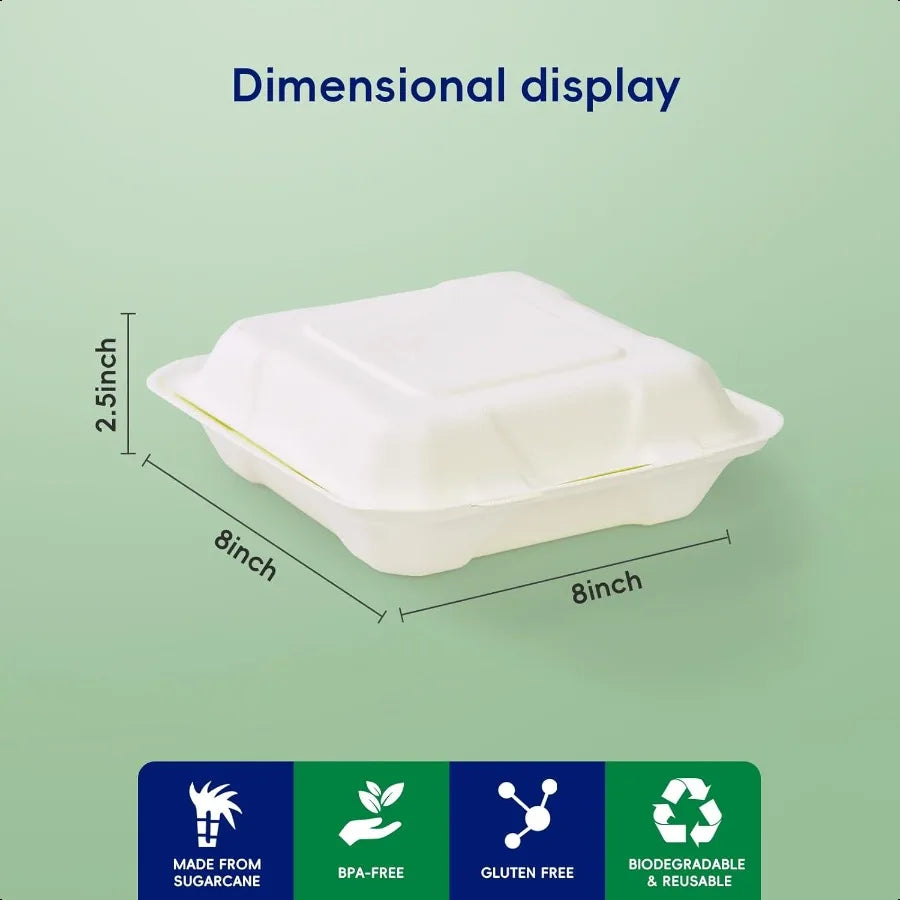 Jolly Chef Clamshell Takeout Containers Three Compartment Sugarcane