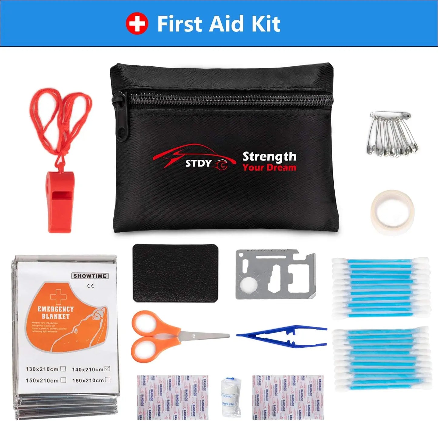 Complete Car Emergency Kit With Jumper Cables And First Aid