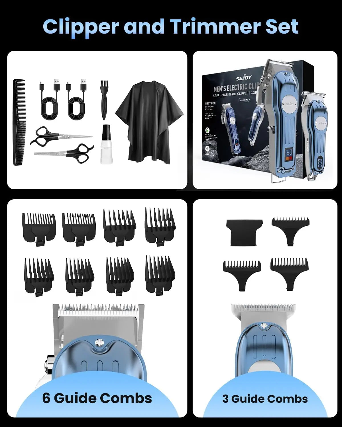 SEJOY Cordless Hair Clippers For Men Grooming Kit With Trimmers