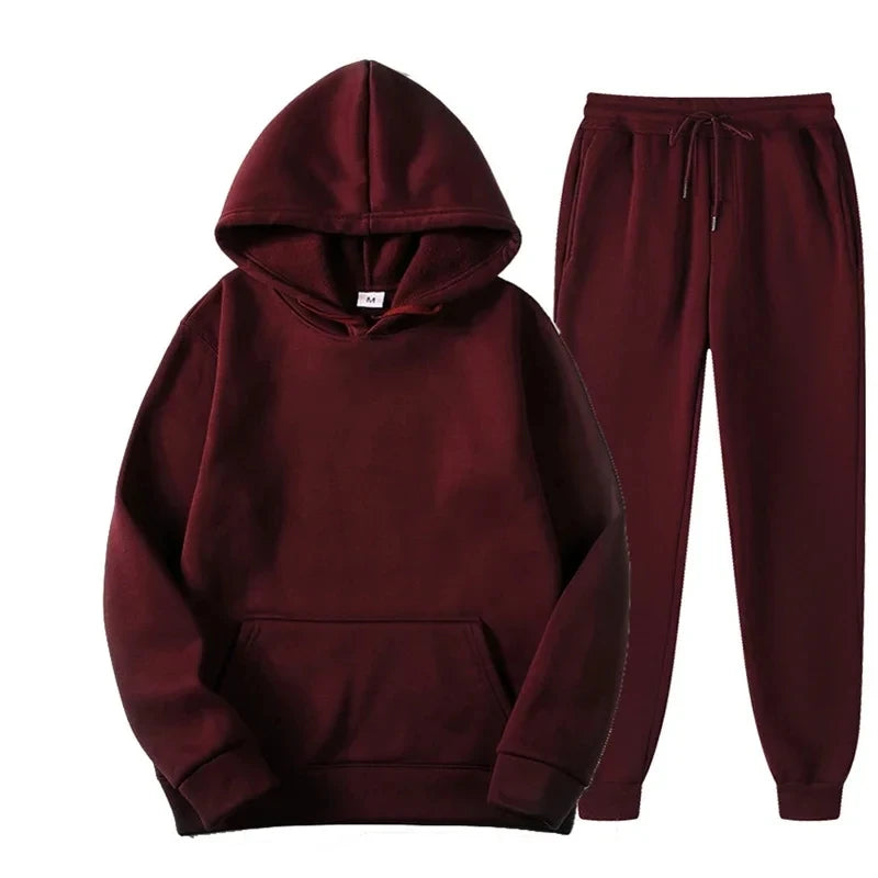 Velvet Warm Hoodie And Jogger Set Unisex Sportswear