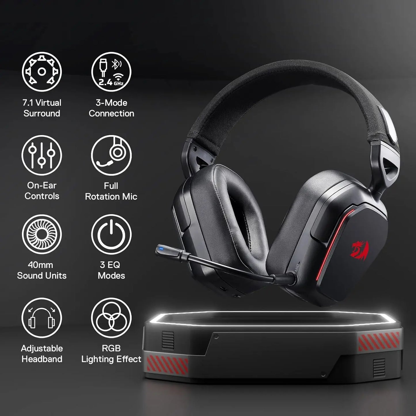Redragon H868 3 Mode Wireless Gaming Headset Surround Sound