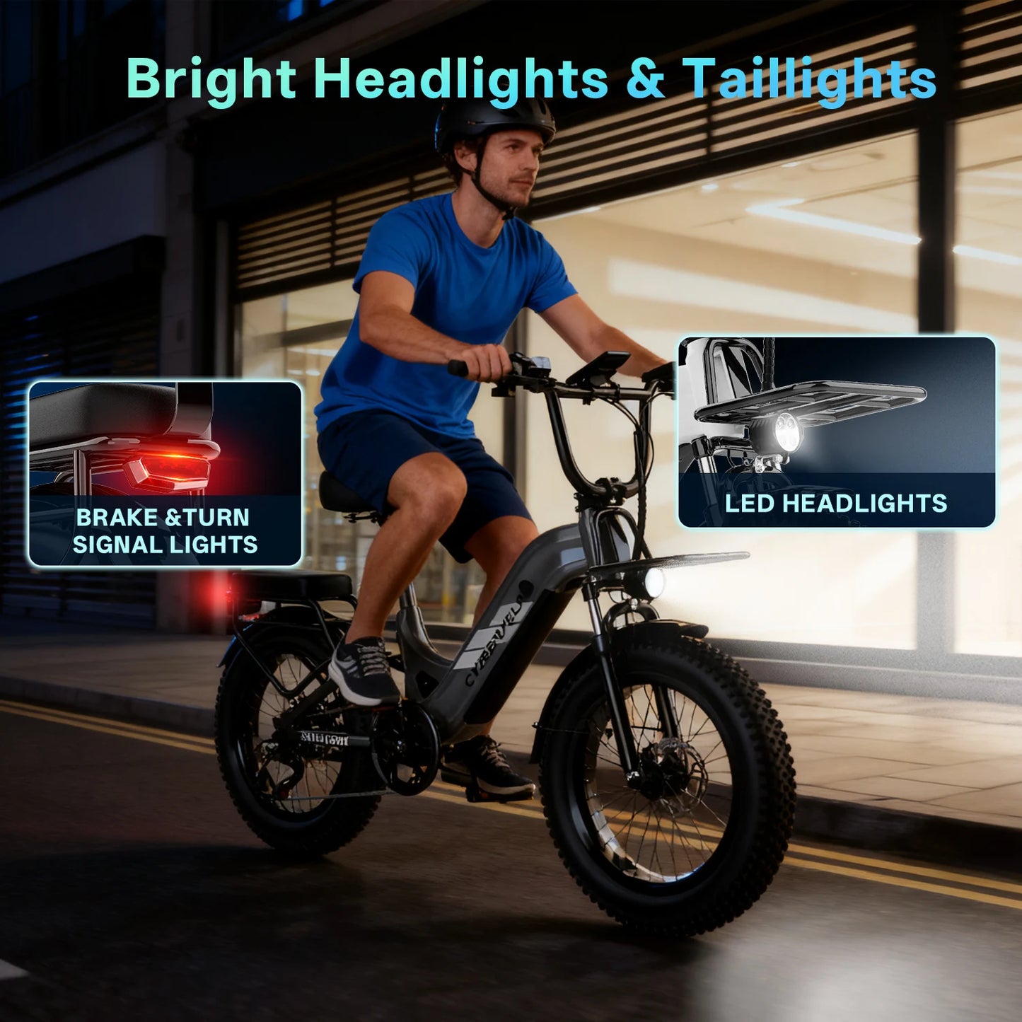 CYBERVELO Step Through Electric Bike 48V 20Ah Removable Battery 30 MPH 7 Speed