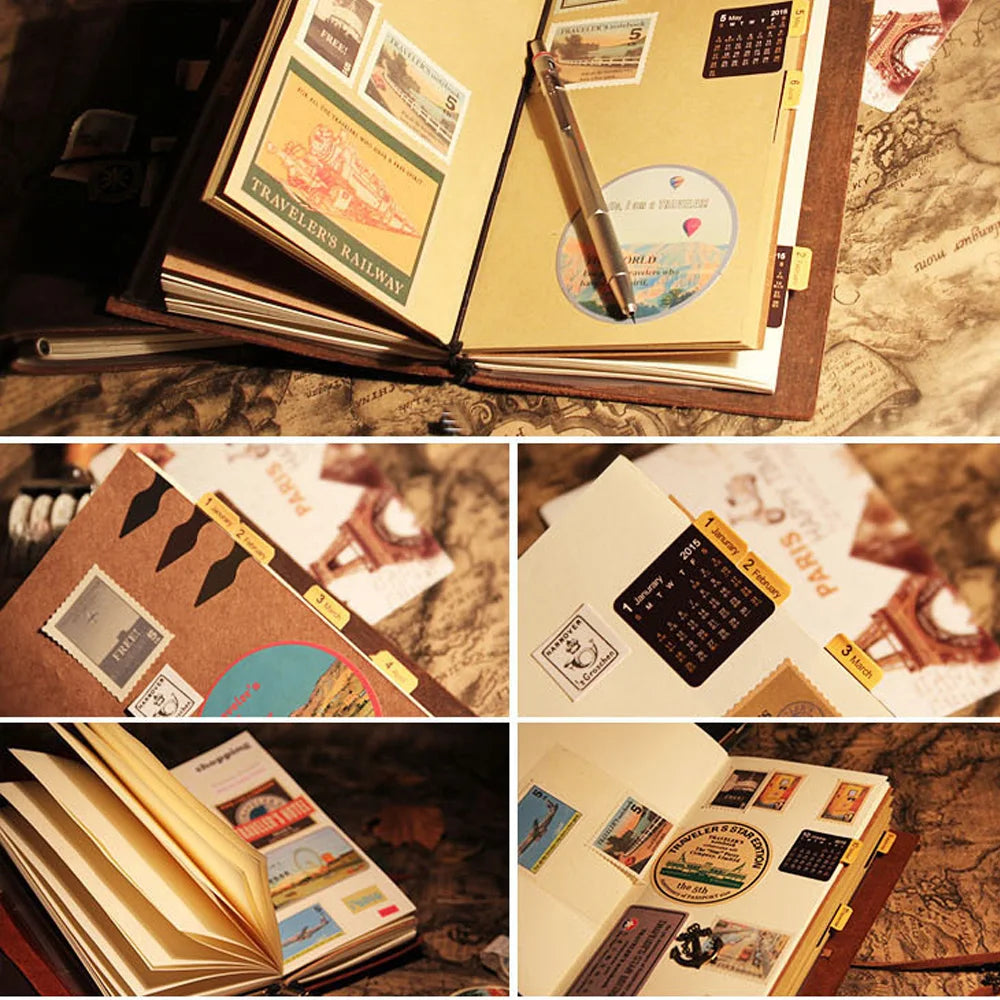 RAYSLIN Genuine Leather Journal Refillable Travel Notebook