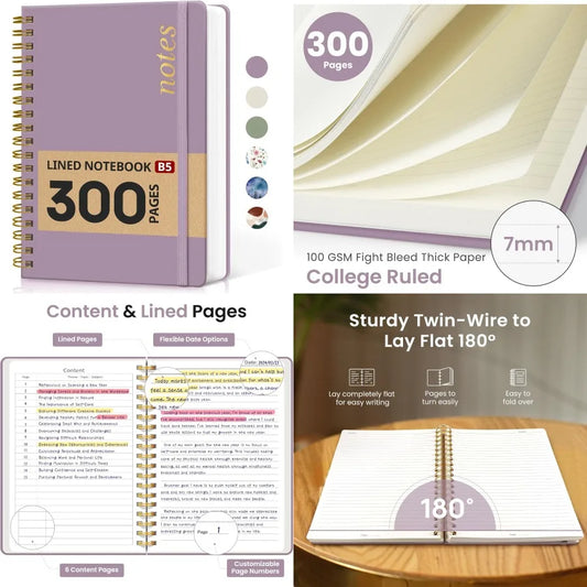 Lined Spiral Notebook Journal 300 Pages Hardcover For Work