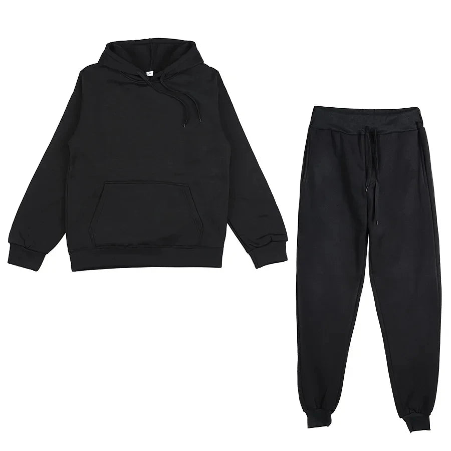 Velvet Warm Hoodie And Jogger Set Unisex Sportswear
