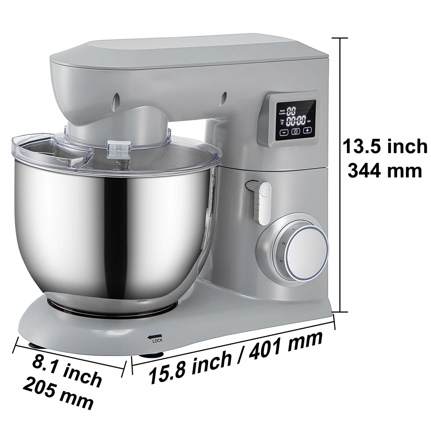 VEVOR 5 In 1 Stand Mixer With LCD StainlessSteel Bowl