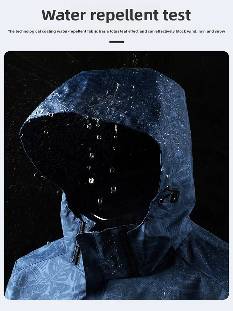 Men's Waterproof Hooded Windbreaker Jacket For Outdoor Hiking