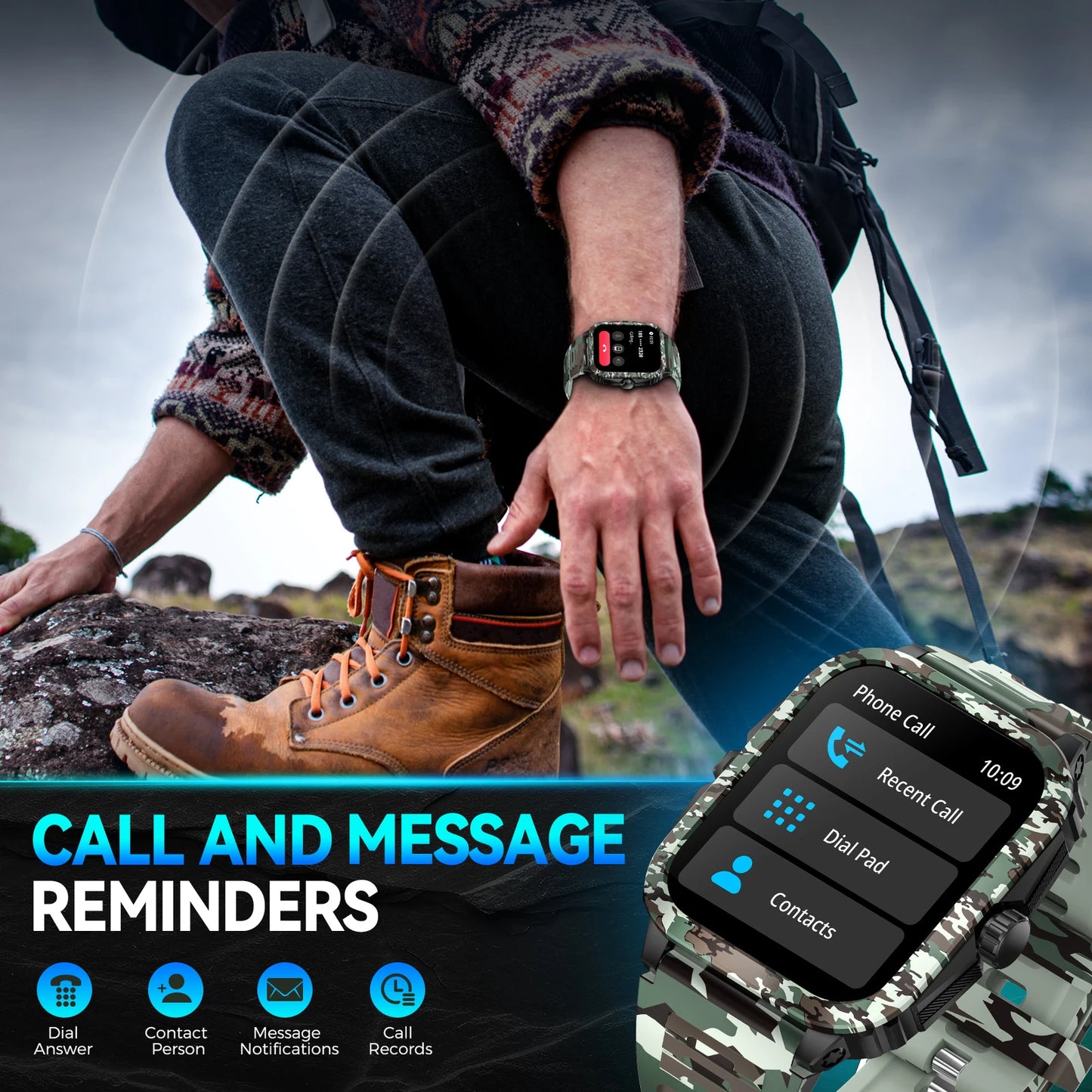 LaNikar KT71 Smart Watch 3ATM Waterproof Fitness Tracker Heart Rate