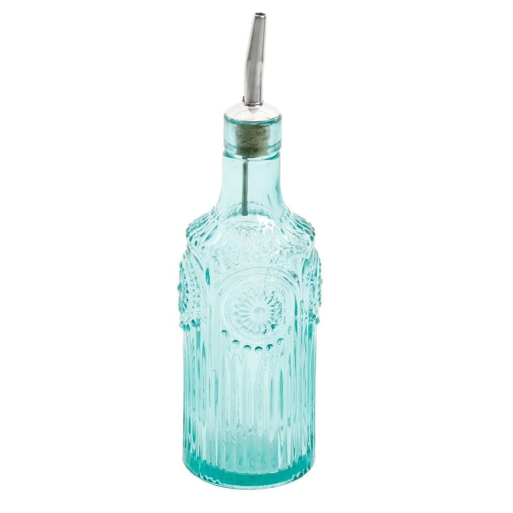 Vintage Glass Oil Vinegar Condiment Set With Mini Jars