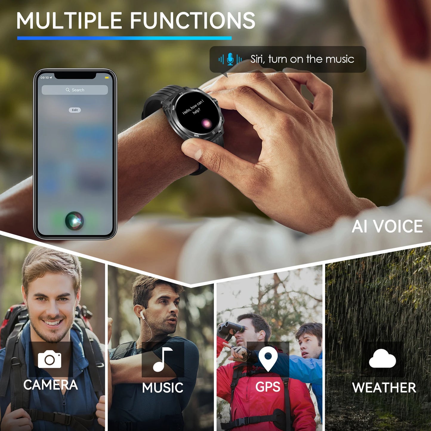 Vitality Wellness Store LaNikar Smart Watch AMOLED Headset Health Monitor