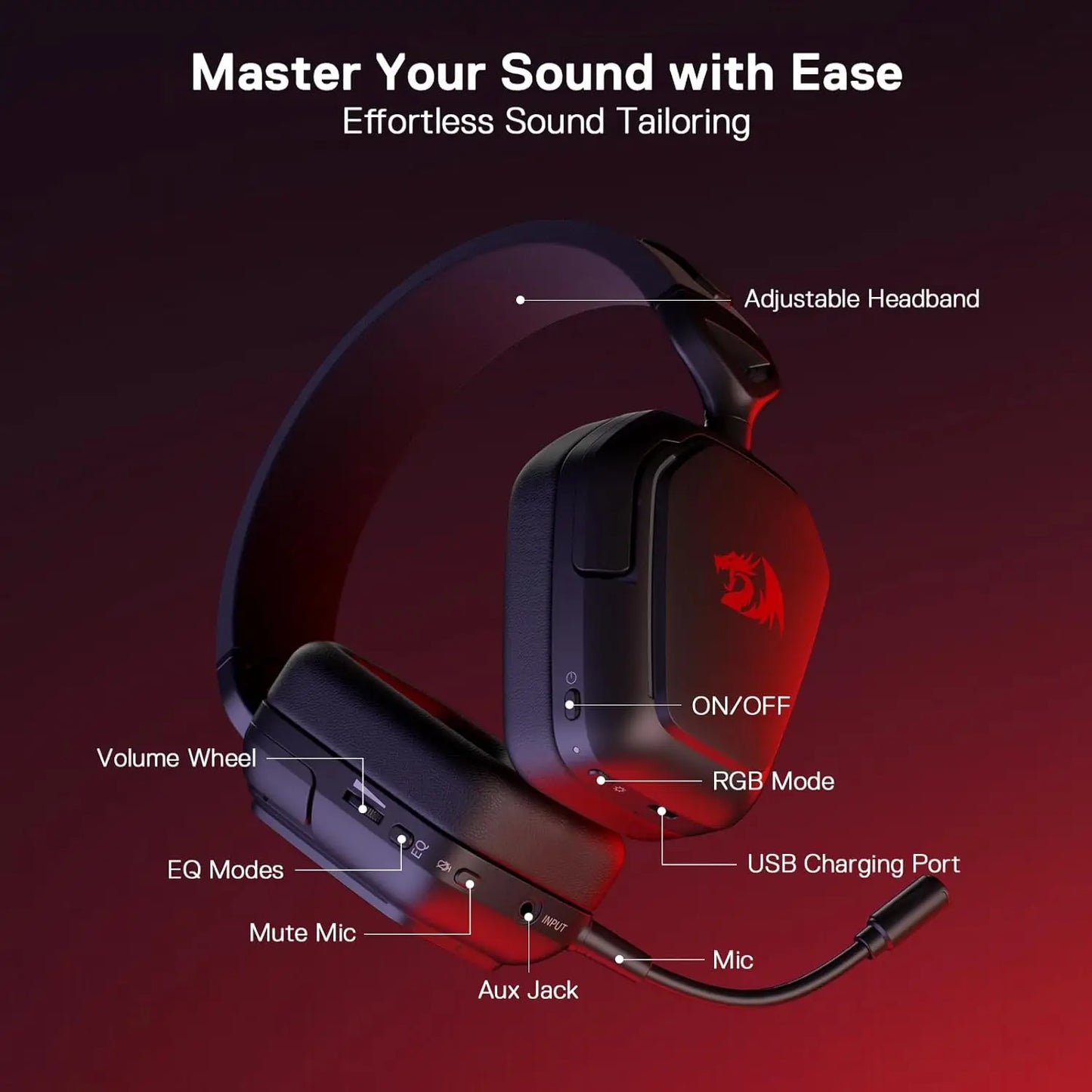 Redragon H868 3 Mode Wireless Gaming Headset Surround Sound