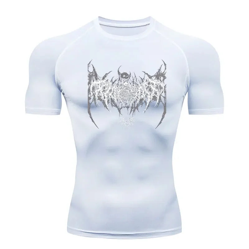 Men Compression Shirt Quick Dry Gym Fitness Skeleton Running Tee