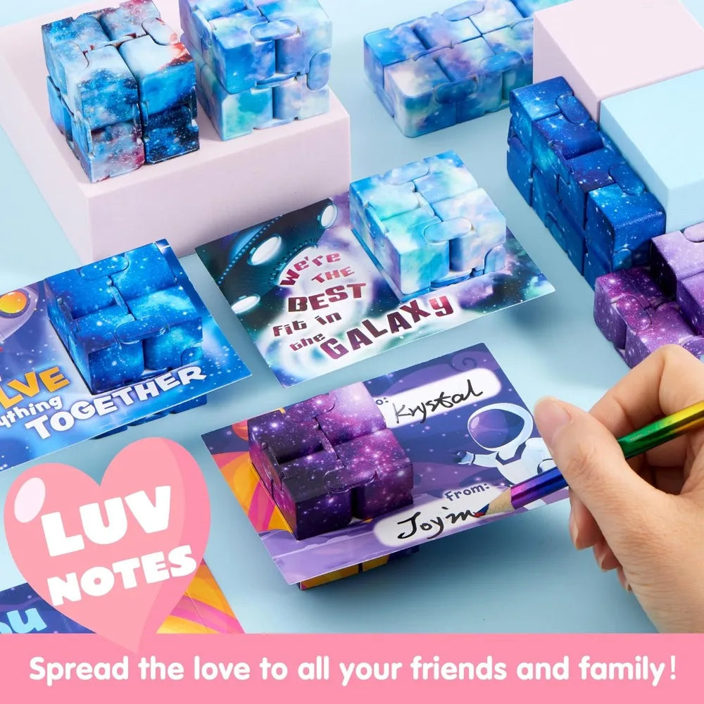 Joyfy 28 Pack Valentine Infinity Flip Stress Relief Fidget Toys