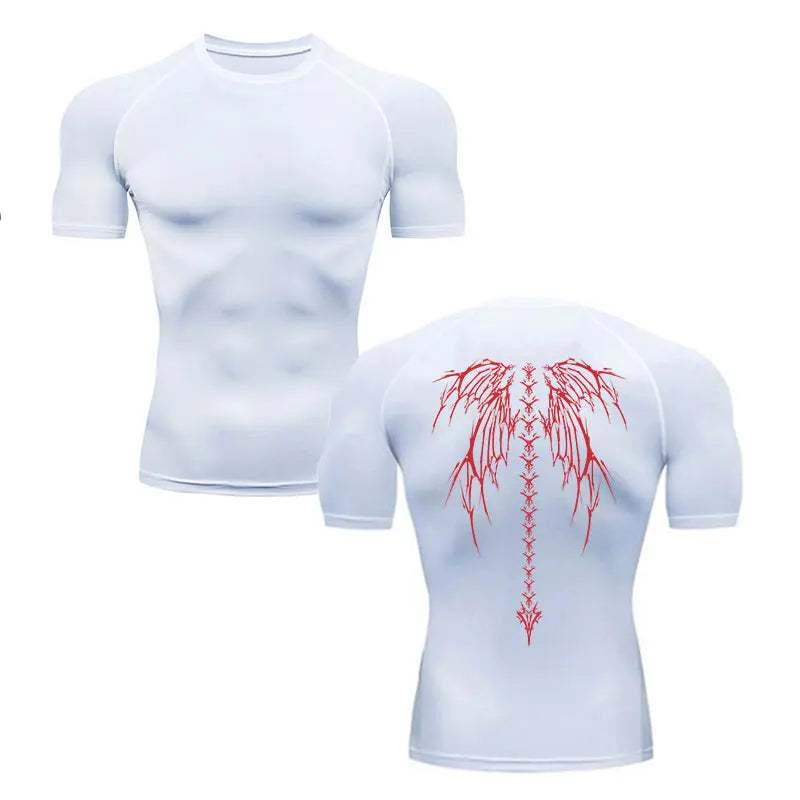 Men Compression Shirt Quick Dry Gym Fitness Skeleton Running Tee