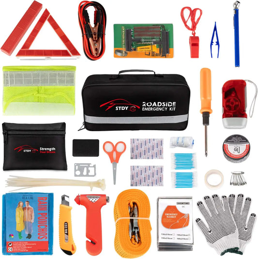 Complete Car Emergency Kit With Jumper Cables And First Aid