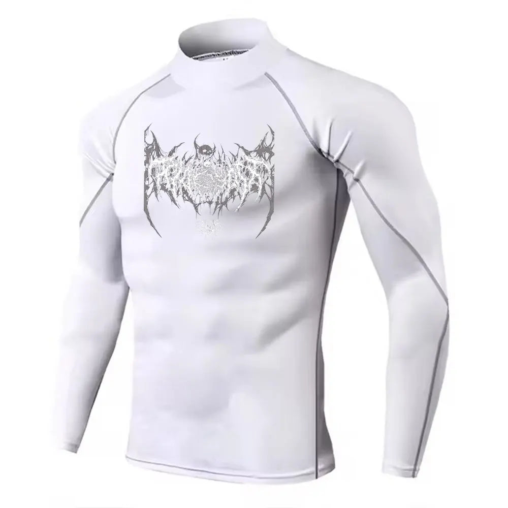 Mens Turtleneck Compression Rash Guard For Gym And Bodybuilding