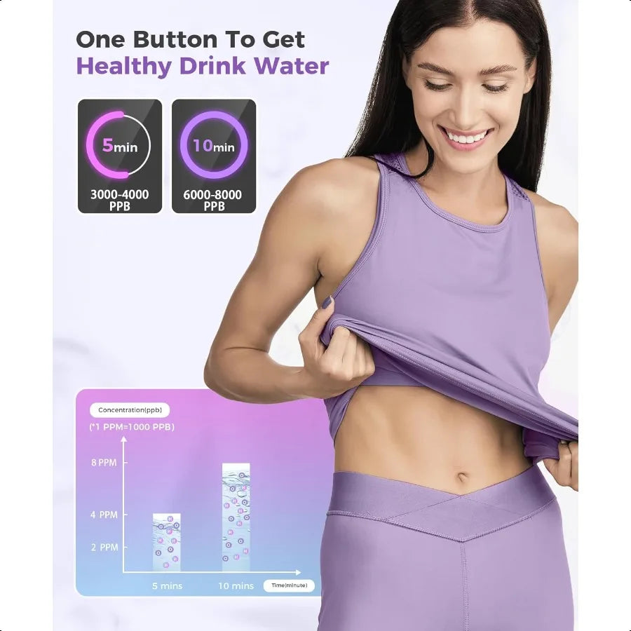 Hydrogen Water Bottle Portable Generator With LED Display For Office Travel