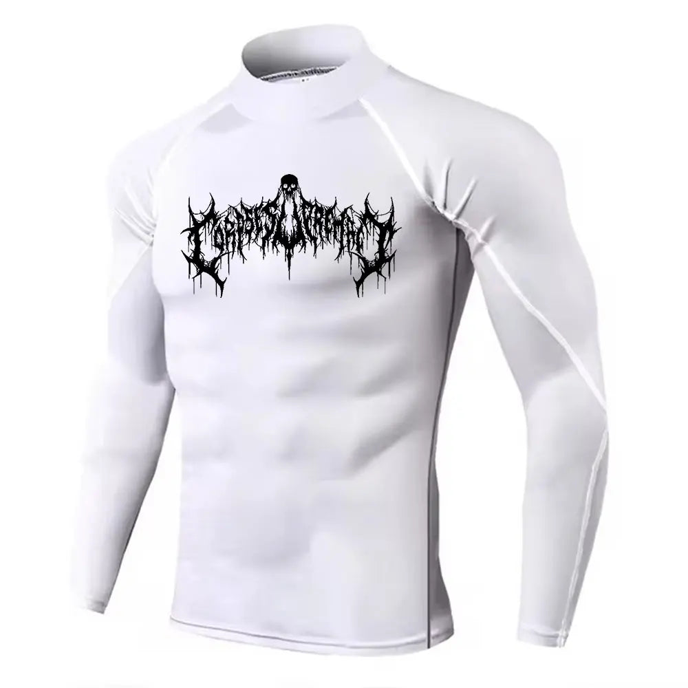 Mens Turtleneck Compression Rash Guard For Gym And Bodybuilding