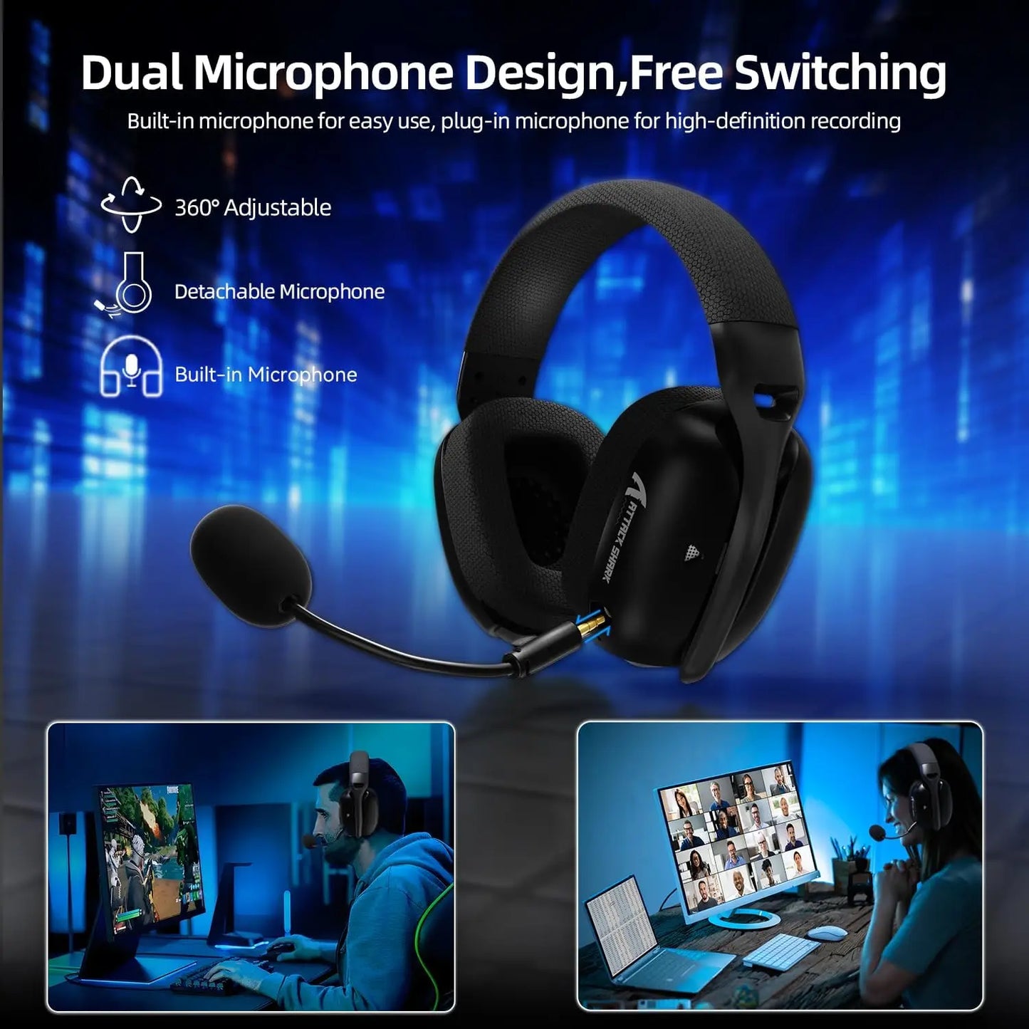 Attack Shark L80PRO Wireless Gaming Headset Dual Microphones TriMode