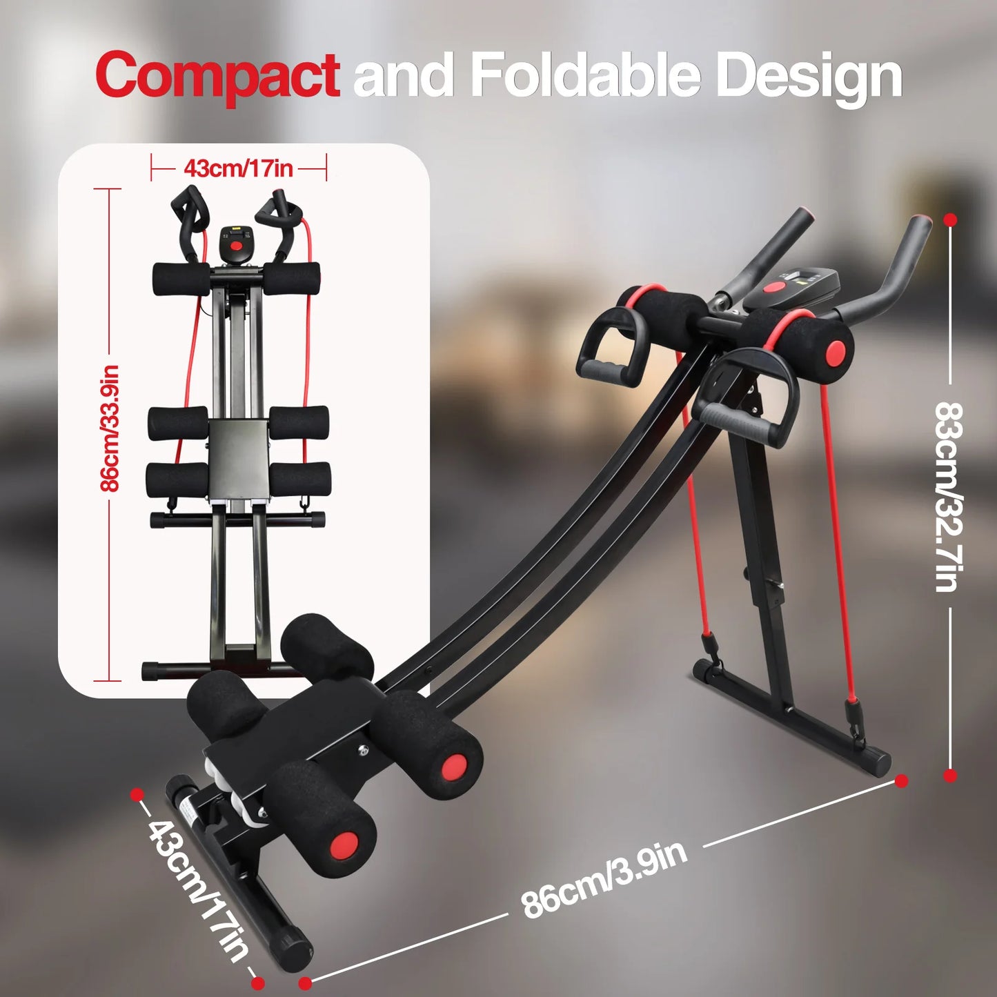 GIKPAL Foldable Ab Machine Abdominal Trainer For Home Gym LCD Display 440lbs