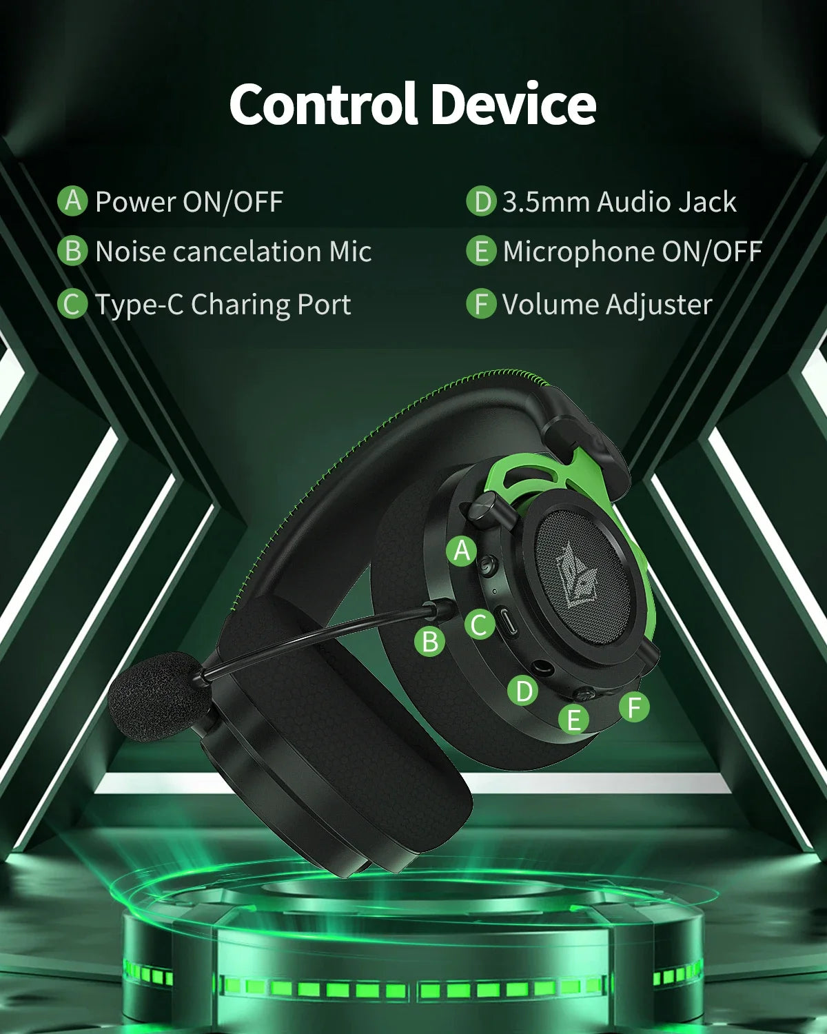 NUBWO G03 Wireless Gaming Headset With Dongle Noise Canceling Mic