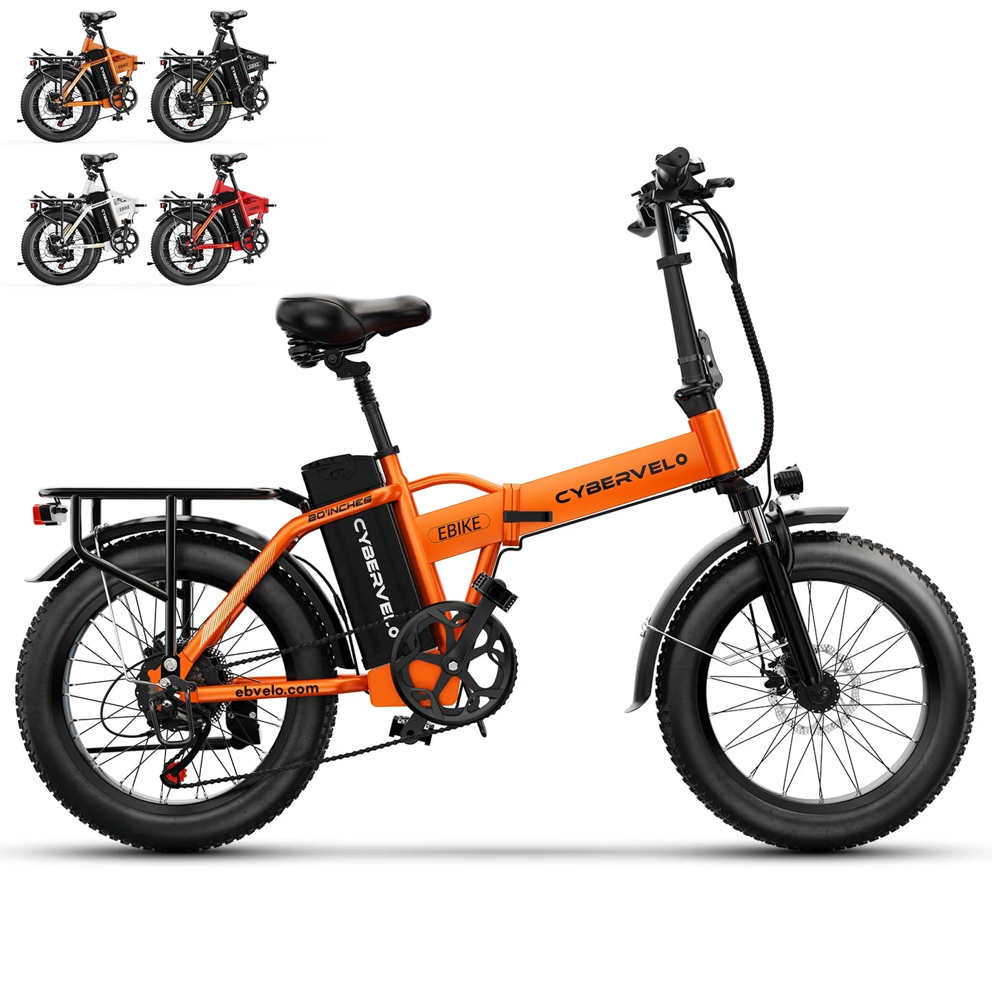 CYBERVELO 1000W Folding Electric Bike 48V 20Ah Removable Battery 80MileRange