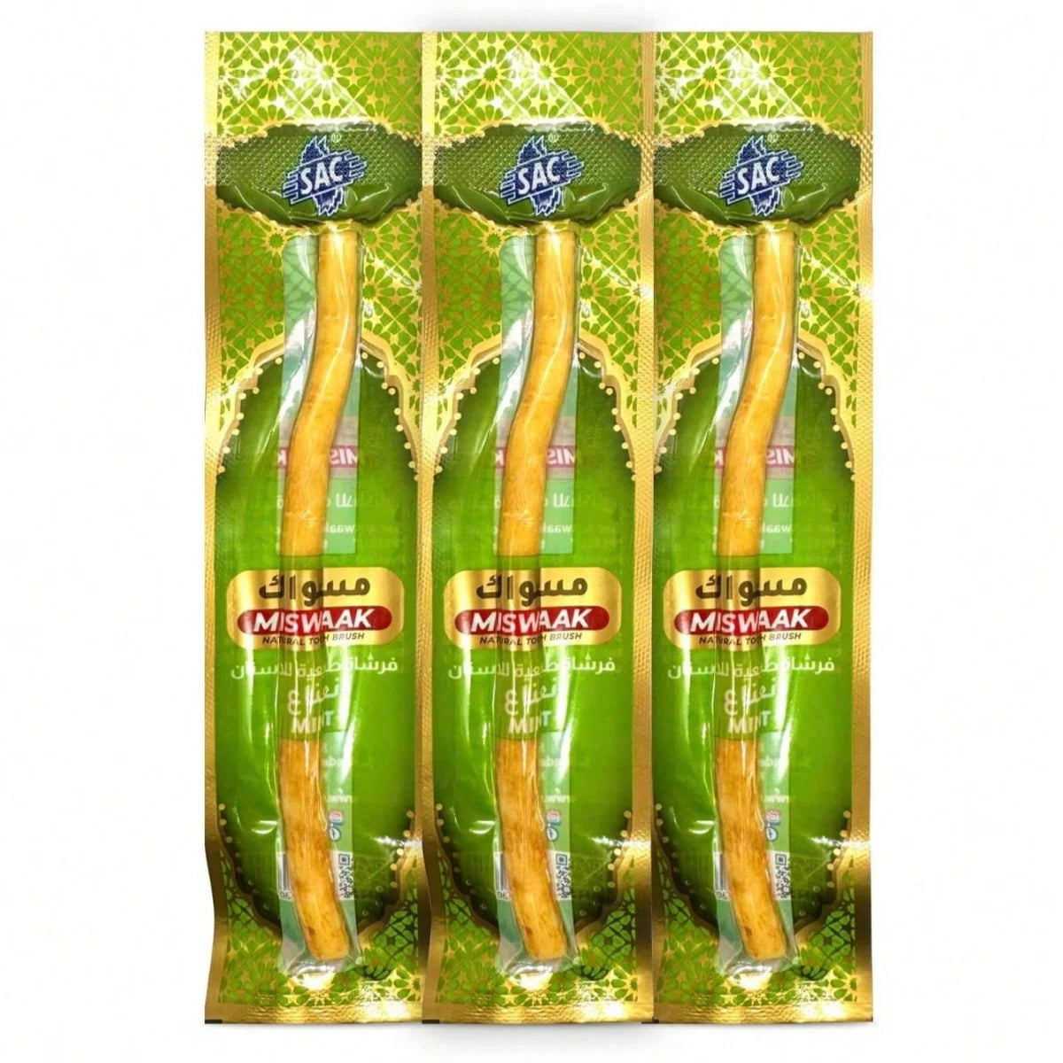 Mint Miswak Toothbrush 3 Pieces Natural Wooden Twig Healthy Gums