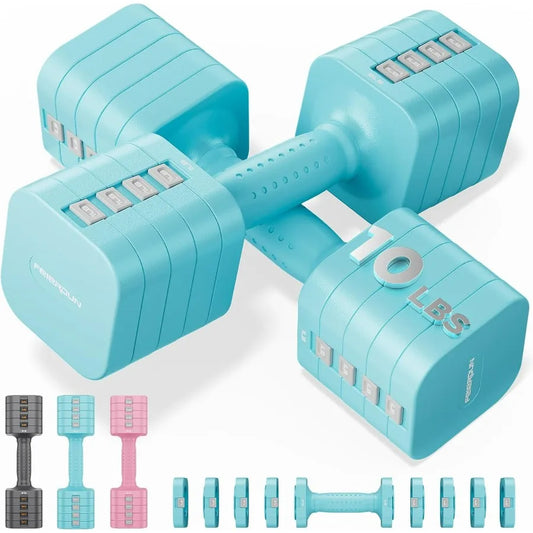 5 In 1 Adjustable Dumbbell Set Dual 10 Pounds Weights