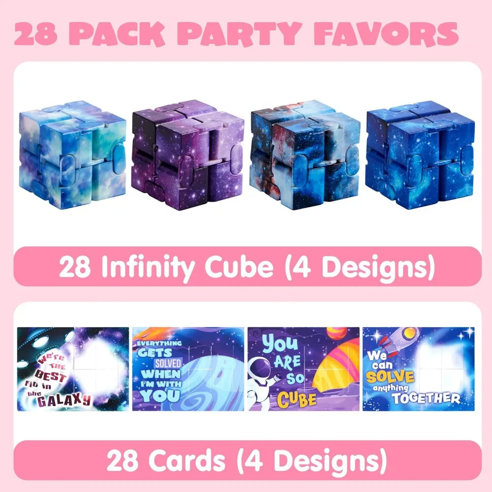 Joyfy 28 Pack Valentine Infinity Flip Stress Relief Fidget Toys