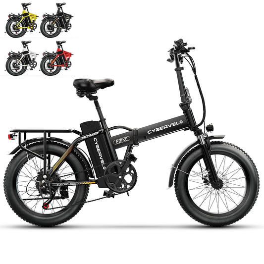 CYBERVELO 1000W Folding Electric Bike 48V 20Ah Removable Battery 80MileRange