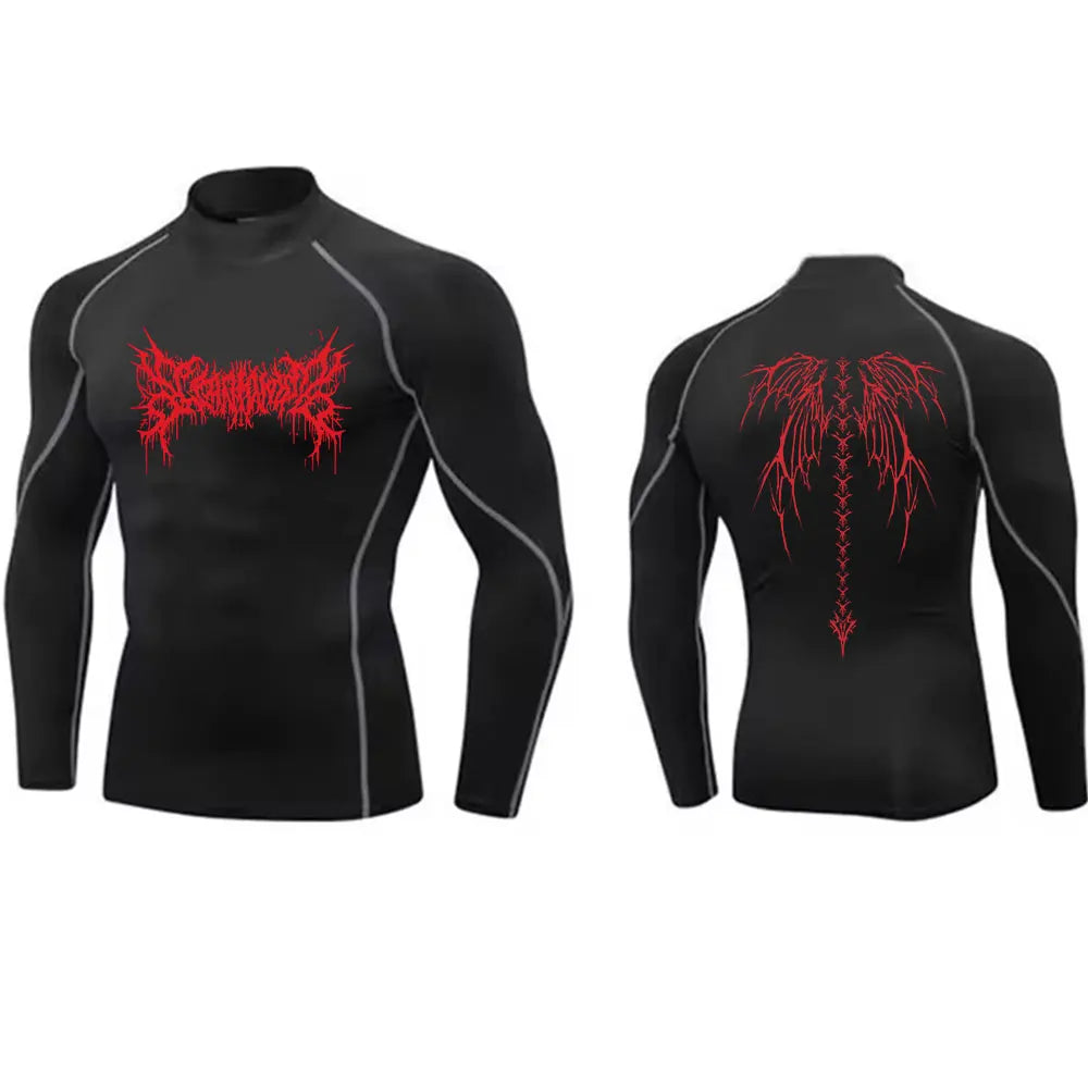 Mens Turtleneck Compression Rash Guard For Gym And Bodybuilding