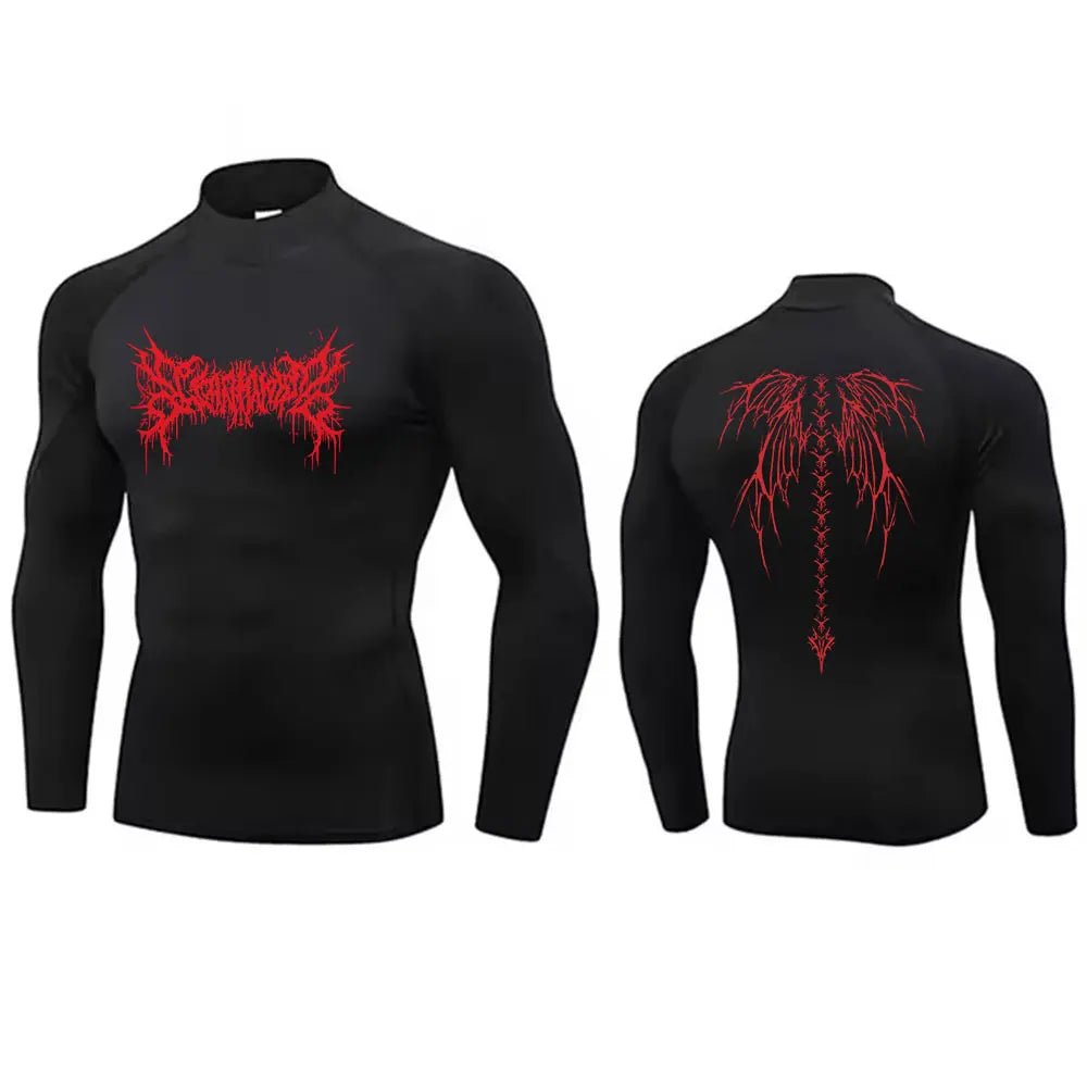 Mens Turtleneck Compression Rash Guard For Gym And Bodybuilding