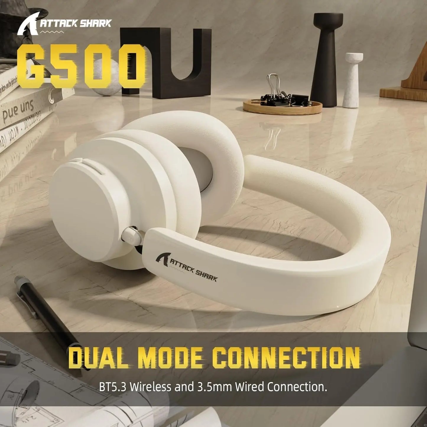Attack Shark G500 Wireless Over Ear Headphones With Bluetooth ANC