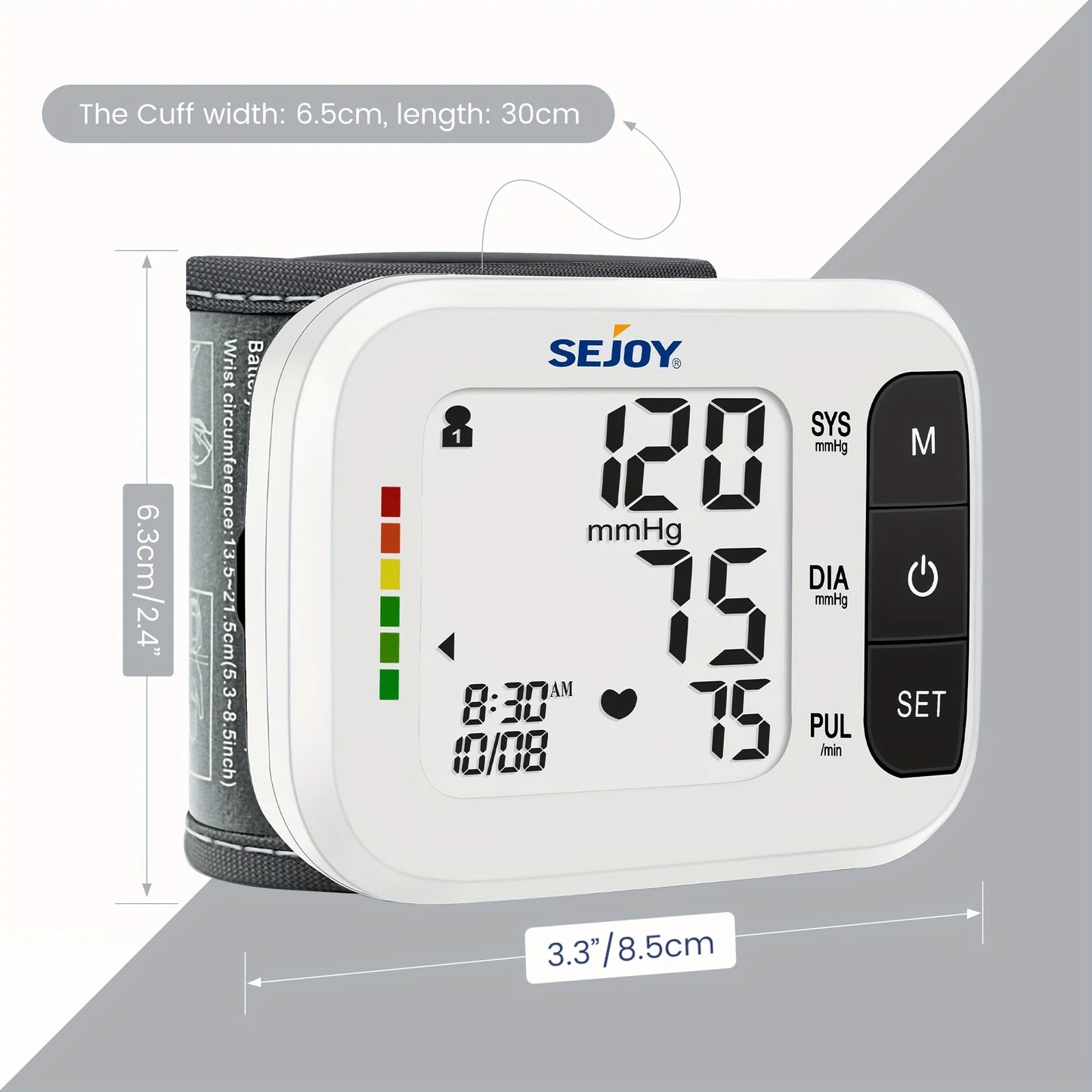 Sejoy Wrist Blood Pressure Monitor With Heartbeat Detection