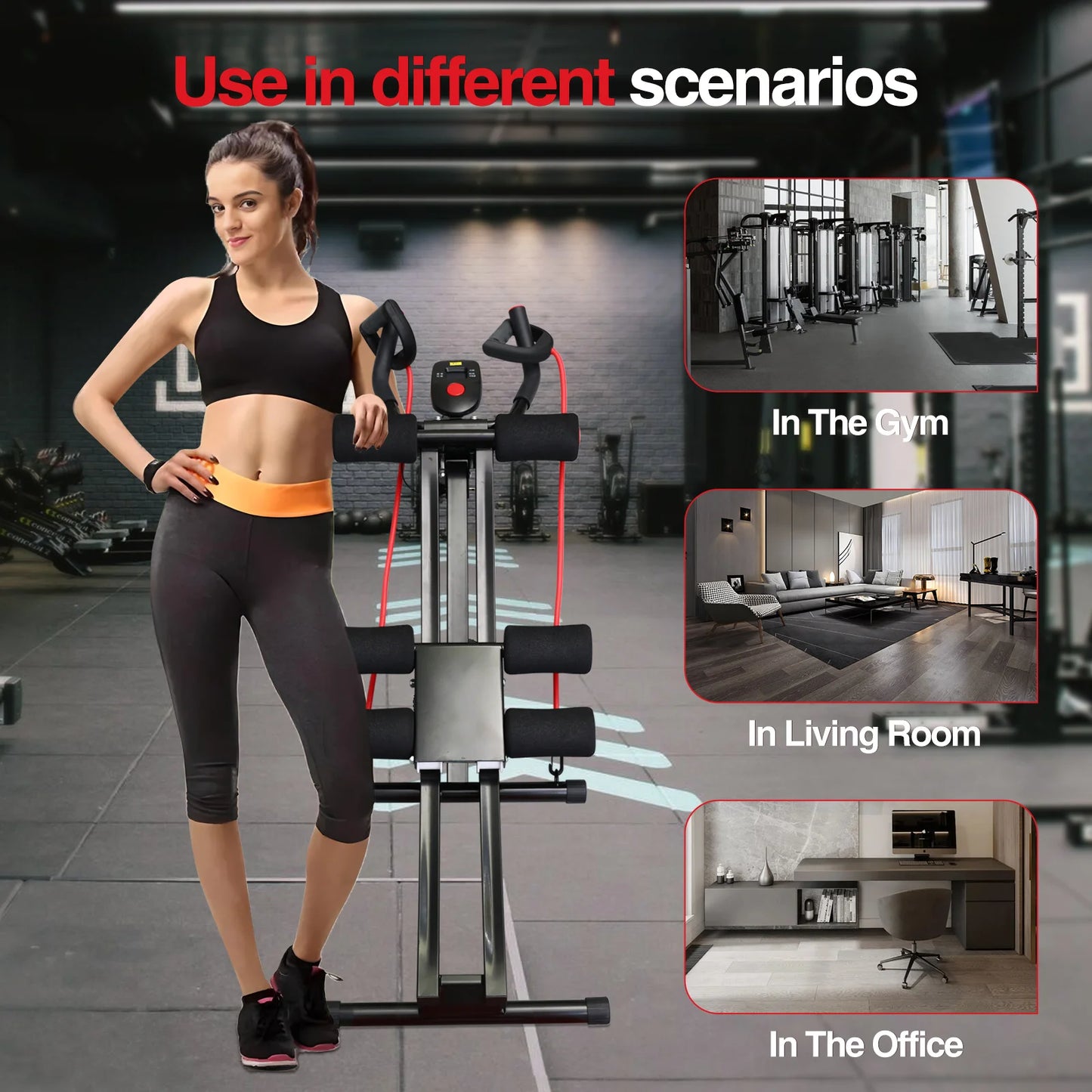 GIKPAL Foldable Ab Machine Abdominal Trainer For Home Gym LCD Display 440lbs