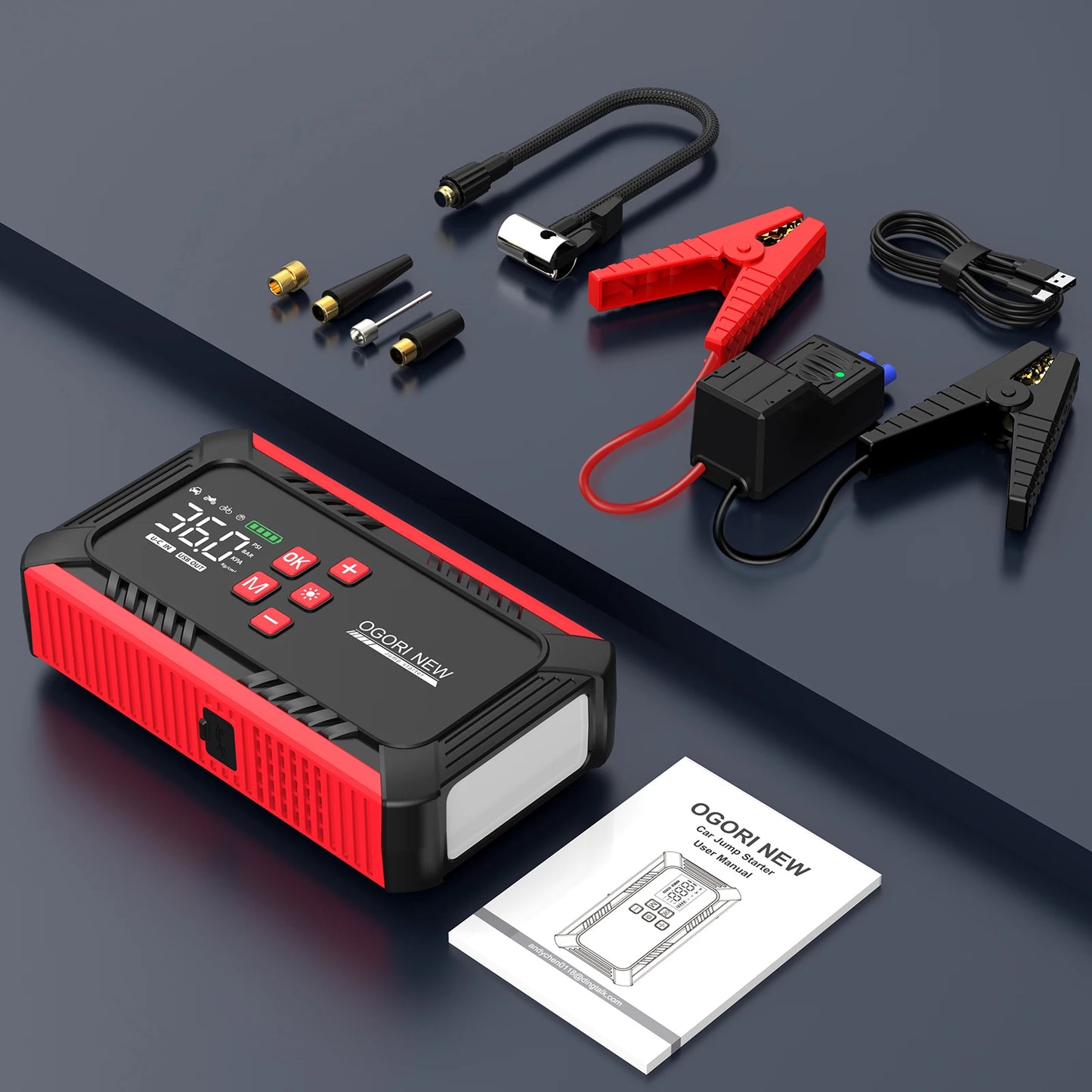 ZUKAKA Jump Starter With Air Compressor 4000A Car Booster PowerBank