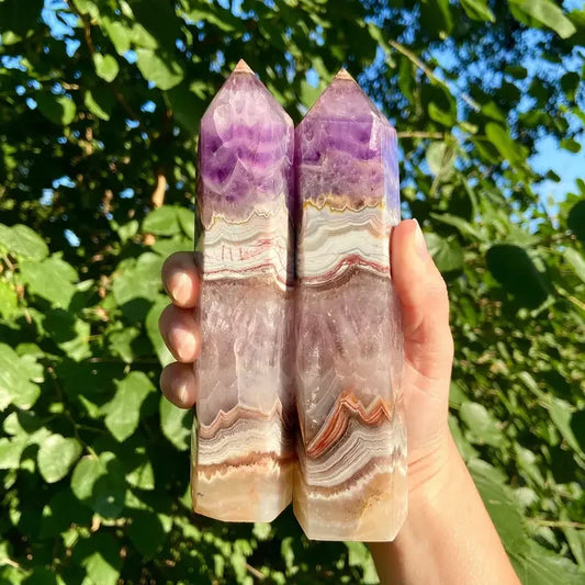CrystalHola Lace Agate Crystal Tower Reiki Healing