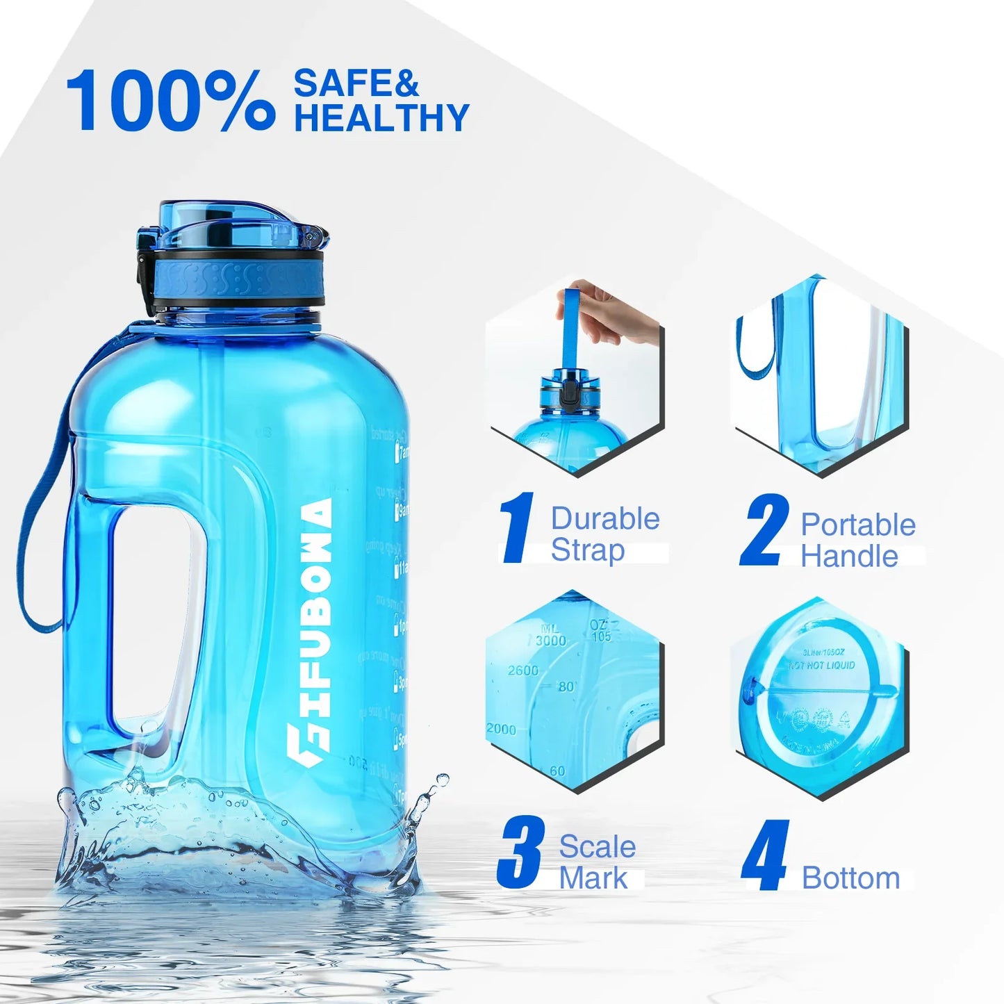 GIFUBOWA Motivational Time Marker Water Bottle With Handle