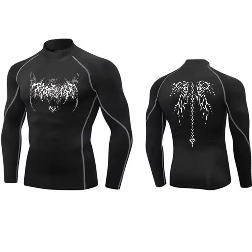 Mens Turtleneck Compression Rash Guard For Gym And Bodybuilding